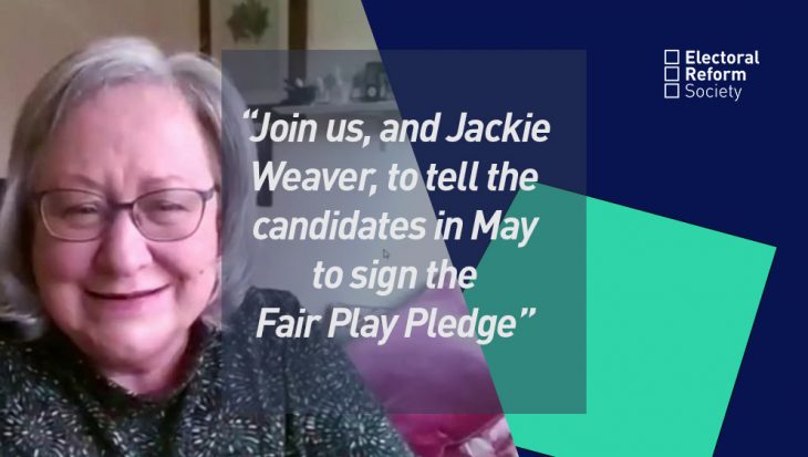 Join us, and Jackie Weaver, to tell the candidates in May to sign the Fair Play Pledge